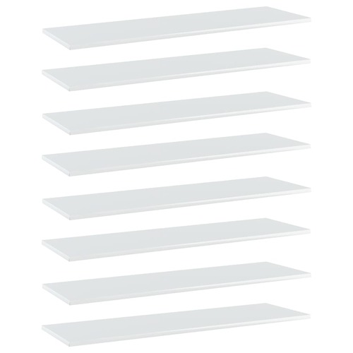 Bookshelf Boards 8 pcs High Gloss White 100x30x1.5 cm Chipboard