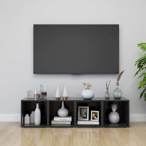 TV Cabinets 4 pcs Grey 37x35x37 cm Chipboard