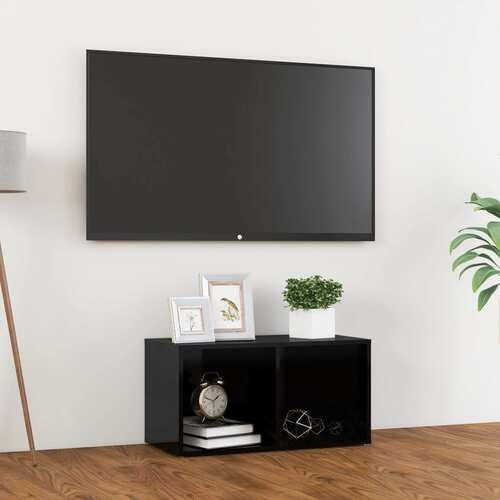 TV Cabinet High Gloss Black 72x35x36.5 cm Chipboard