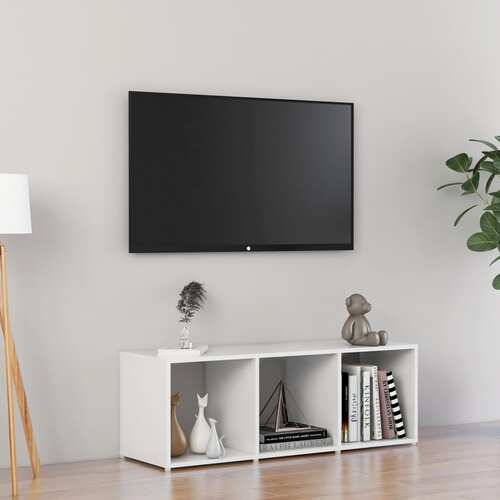 TV Cabinet High Gloss White 107x35x37 cm Chipboard