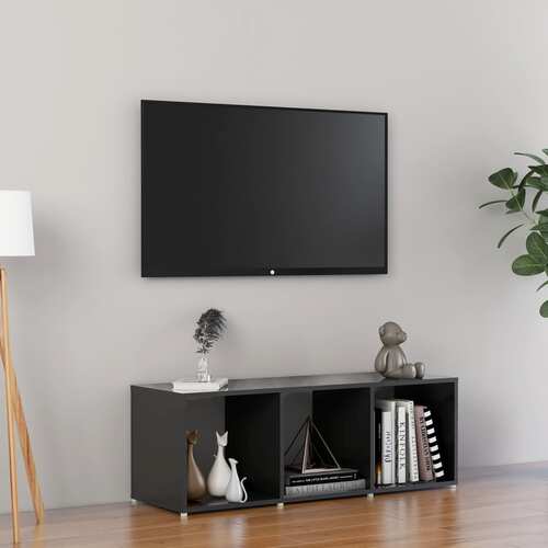 TV Cabinet High Gloss Grey 107x35x37 cm Chipboard