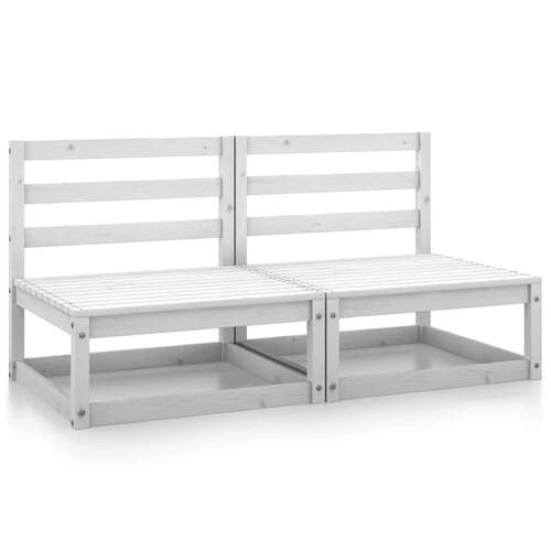 Garden Middle Sofas 2 pcs White Solid Pinewood