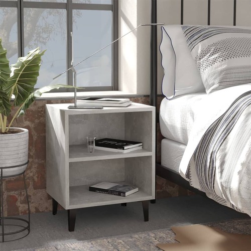 Bed Cabinets with Metal Legs 2 pcs Concrete Grey 40x30x50 cm