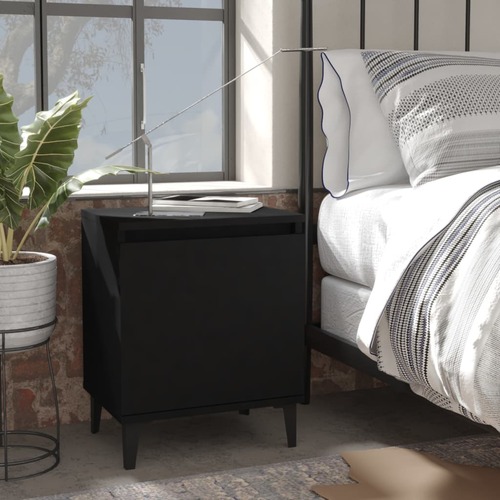 Bed Cabinets with Metal Legs 2 pcs Black 40x30x50 cm