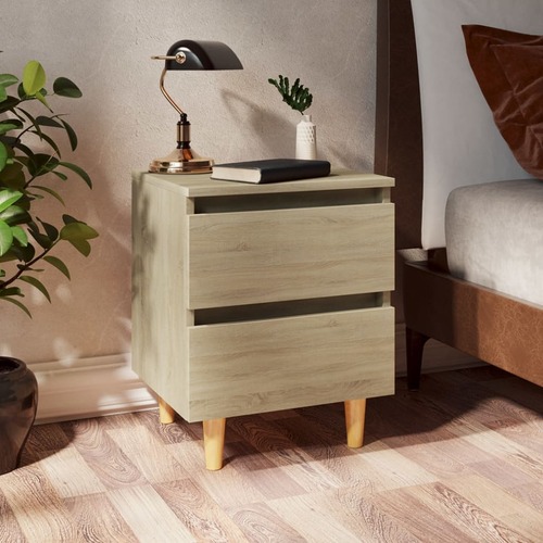 Bed Cabinet with Solid Pinewood Legs Sonoma Oak 40x35x50 cm