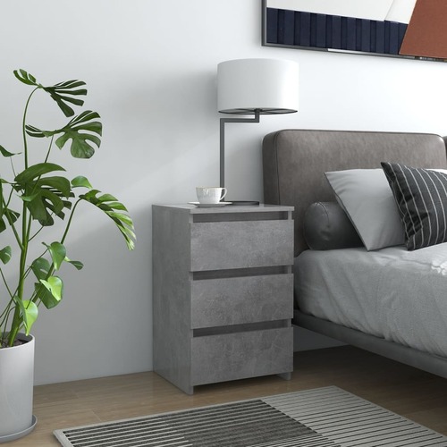 Bed Cabinet Concrete Grey 40x35x62.5 cm Chipboard