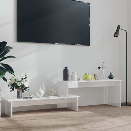 TV Cabinet High Gloss White 180x30x43 cm Chipboard
