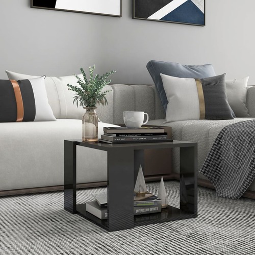 vidaXL Coffee Table High Gloss Grey 40x40x30 cm Chipboard