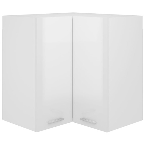 Hanging Corner Cabinet High Gloss White 57x57x60 cm Chipboard