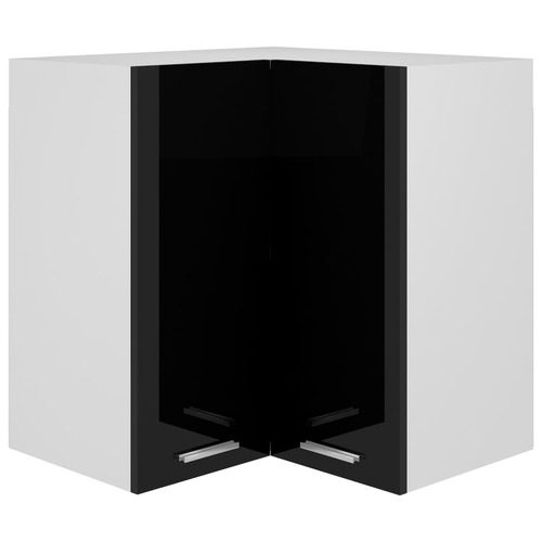 Hanging Corner Cabinet High Gloss Black 57x57x60 cm Chipboard