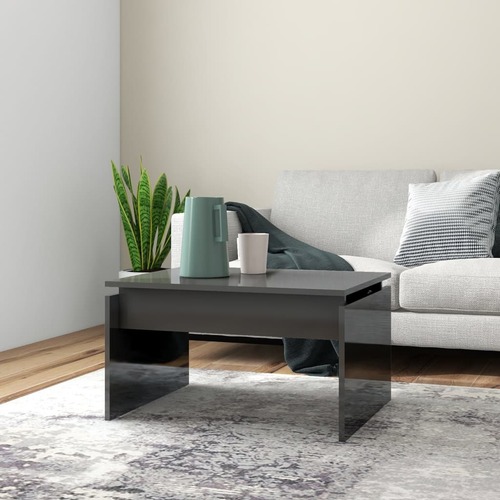 Coffee Table High Gloss Grey 68x50x38 cm Chipboard