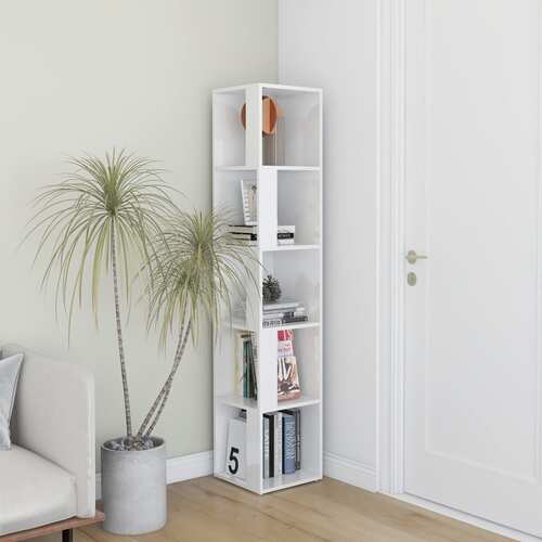 Corner Cabinet High Gloss White 33x33x164.5 cm Chipboard