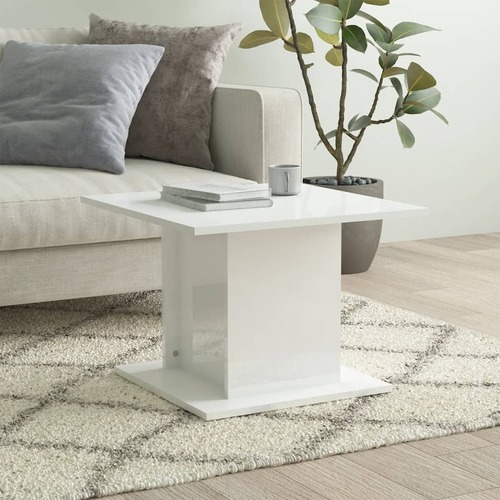 Coffee Table High Gloss White 55.5x55.5x40 cm Chipboard