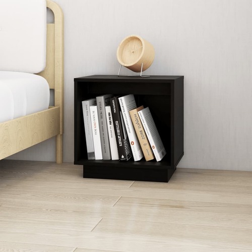 Bedside Cabinet Black 40x30x40 cm Solid Wood Pine