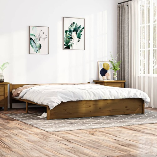 Bed Frame Honey Brown Solid Wood 180x200 cm 6FT Super King