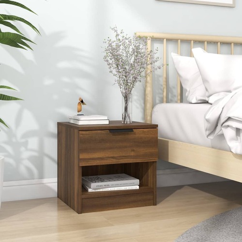 Bedside Cabinet Brown Oak Engineered Wood