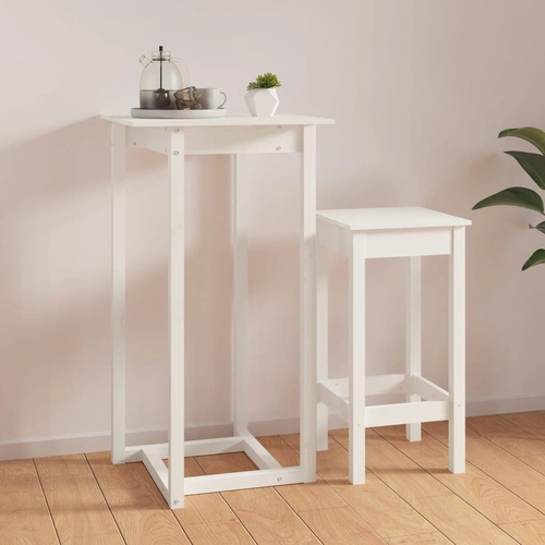 Bar Table White 60x60x110 cm Solid Wood Pine