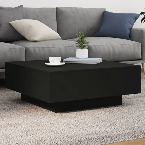 Coffee Table with LED Lights Black 80x80x31 cm