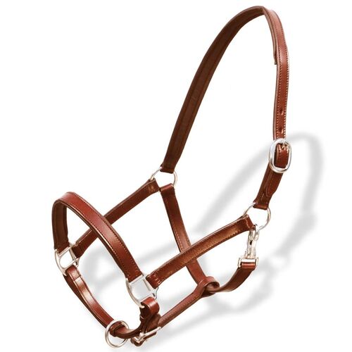 Real Leather Headcollar Stable Halter Adjustable Brown Pony
