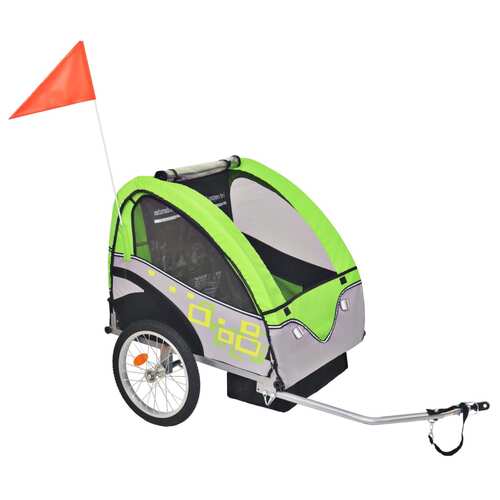 Kids' Bicycle Trailer Grey and Green 30 kg