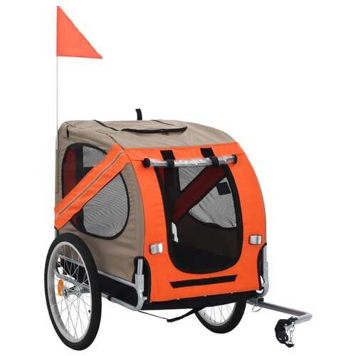 Dog Bike Trailer Orange and Brown