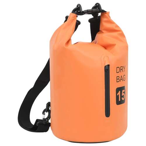 Dry Bag with Zipper Orange 15 L PVC