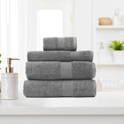 Royal Comfort Cotton Bamboo Towel 4pc Set - Charcoal