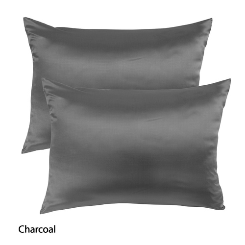 MULBERRY SILK PILLOW CASE TWIN PACK - SIZE: 51X76CM - CHARCOAL
