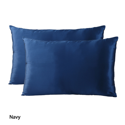 MULBERRY SILK PILLOW CASE TWIN PACK - SIZE: 51X76CM - NAVY