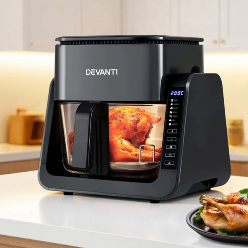 2-IN-1 Air Fryer 5.5L Dual Zone Fryers Electric Cooker with Top BBQ Grill & Bot