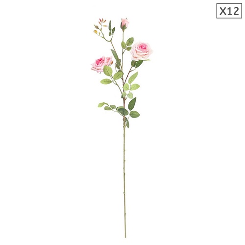 12pcs Artificial Silk Flower Fake Rose Bouquet Table Decor Pink