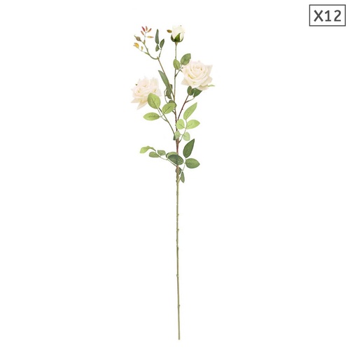 12pcs Artificial Silk Flower Fake Rose Bouquet Table Decor White