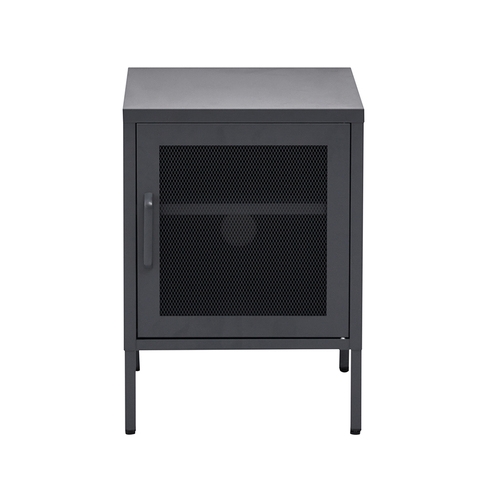 Griswold Mini Mesh Door Storage Cabinet Organizer Bedside Table Black
