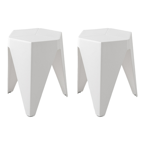 ArtissIn Set of 2 Puzzle Stool Plastic Stacking Stools Chair Outdoor Indoor White