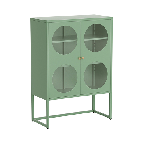 Buffet Sideboard Metal Locker Display Shelves Cabinet Storage Green