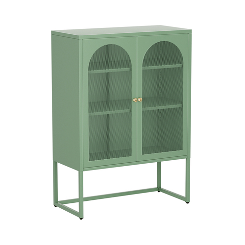 Buffet Sideboard Metal Locker Display Shelves Storage Cabinet Green