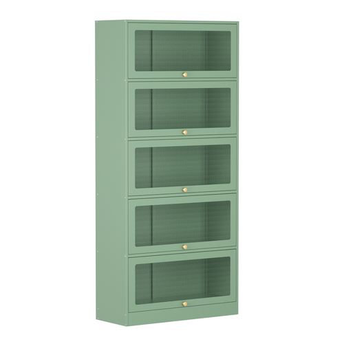 Buffet Sideboard Metal Locker Display Storage Cabinet Shelves Green