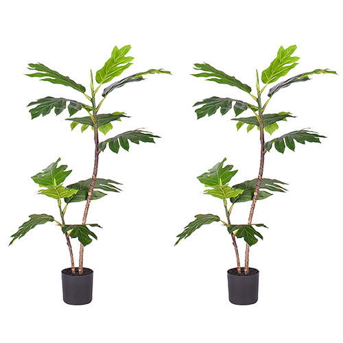 2X 90cm 2-Trunk Artificial Natural Green Split-Leaf Philodendron Tree Fake Tropical Indoor Plant Home Office Decor
