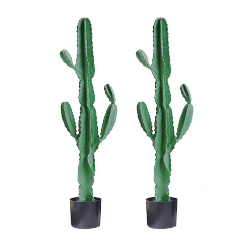  2X 120cm Green Artificial Indoor Cactus Tree Fake Plant Simulation Decorative 6 Heads