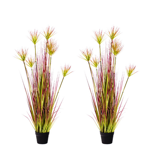 2X 120cm Purple Artificial Indoor Potted Papyrus Plant Tree Fake Simulation Decorative