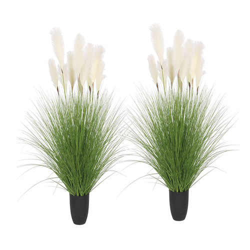  2X 137cm Green Artificial Indoor Potted Bulrush Grass Tree Fake Plant Simulation Decorative