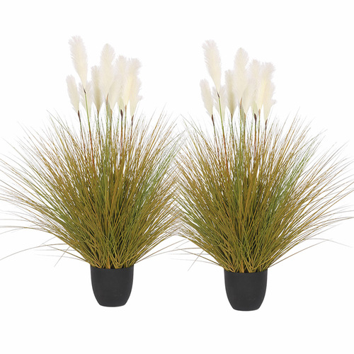  2X 137cm Artificial Indoor Potted Reed Bulrush Grass Tree Fake Plant Simulation Decorative