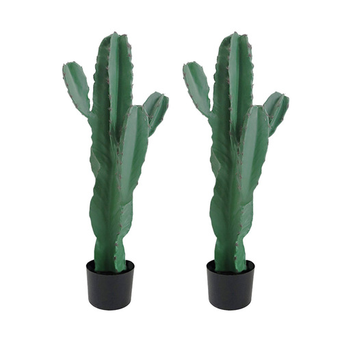  2X 70cm Green Artificial Indoor Cactus Tree Fake Plant Simulation Decorative 5 Heads