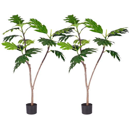 2X 120cm Artificial Natural Green Split-Leaf Philodendron Tree Fake Tropical Indoor Plant Home Office Decor