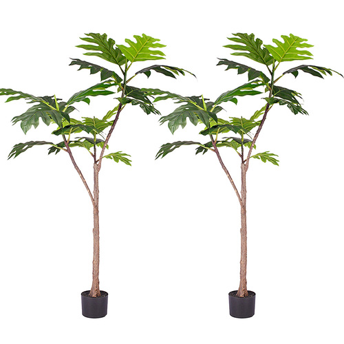 2X 150cm Artificial Natural Green Split-Leaf Philodendron Tree Fake Tropical Indoor Plant Home Office Decor