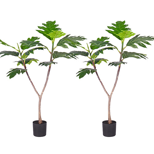 2X 90cm Artificial Natural Green Split-Leaf Philodendron Tree Fake Tropical Indoor Plant Home Office Decor