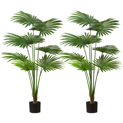 2X 150cm Artificial Natural Green Fan Palm Tree Fake Tropical Indoor Plant Home Office Decor