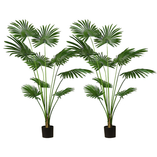 2X 180cm Artificial Natural Green Fan Palm Tree Fake Tropical Indoor Plant Home Office Decor