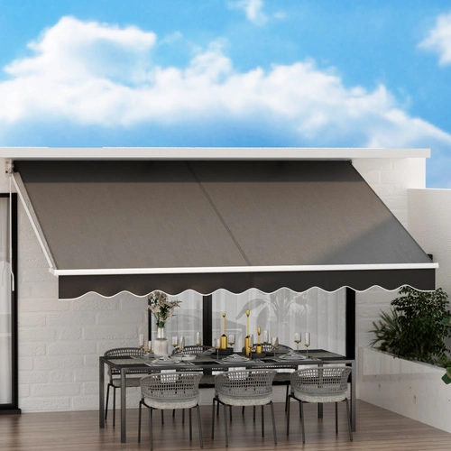 Retractable Folding Arm Awning Manual Sunshade 4Mx2.5M Grey