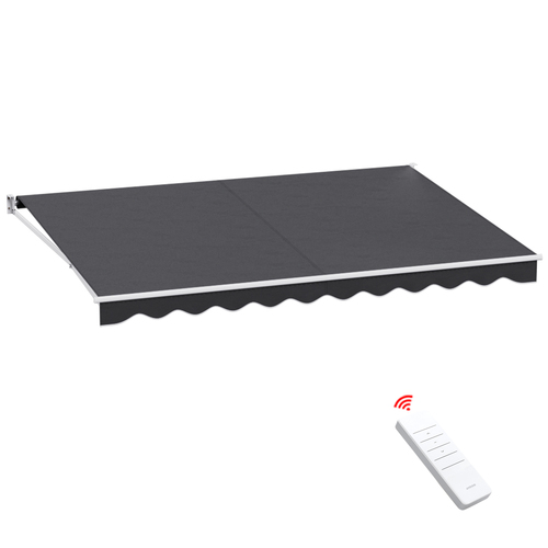 Retractable Folding Arm Awning Motorised Outdoor Sunshade 4.5X3M Grey